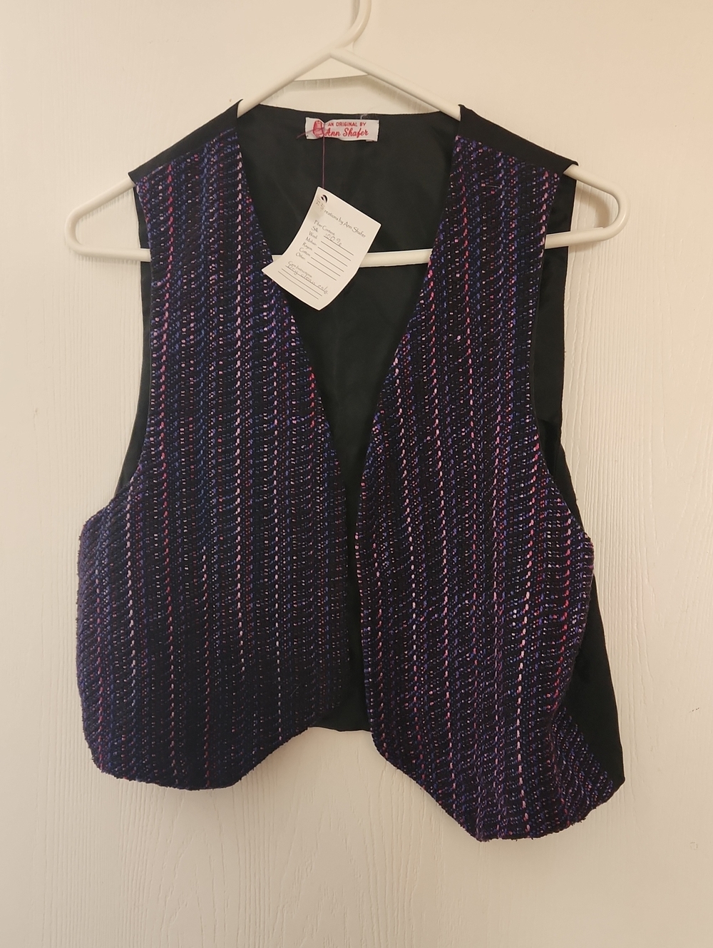 Vintage-Inspired Purple Tweed & Silk Vest - Women